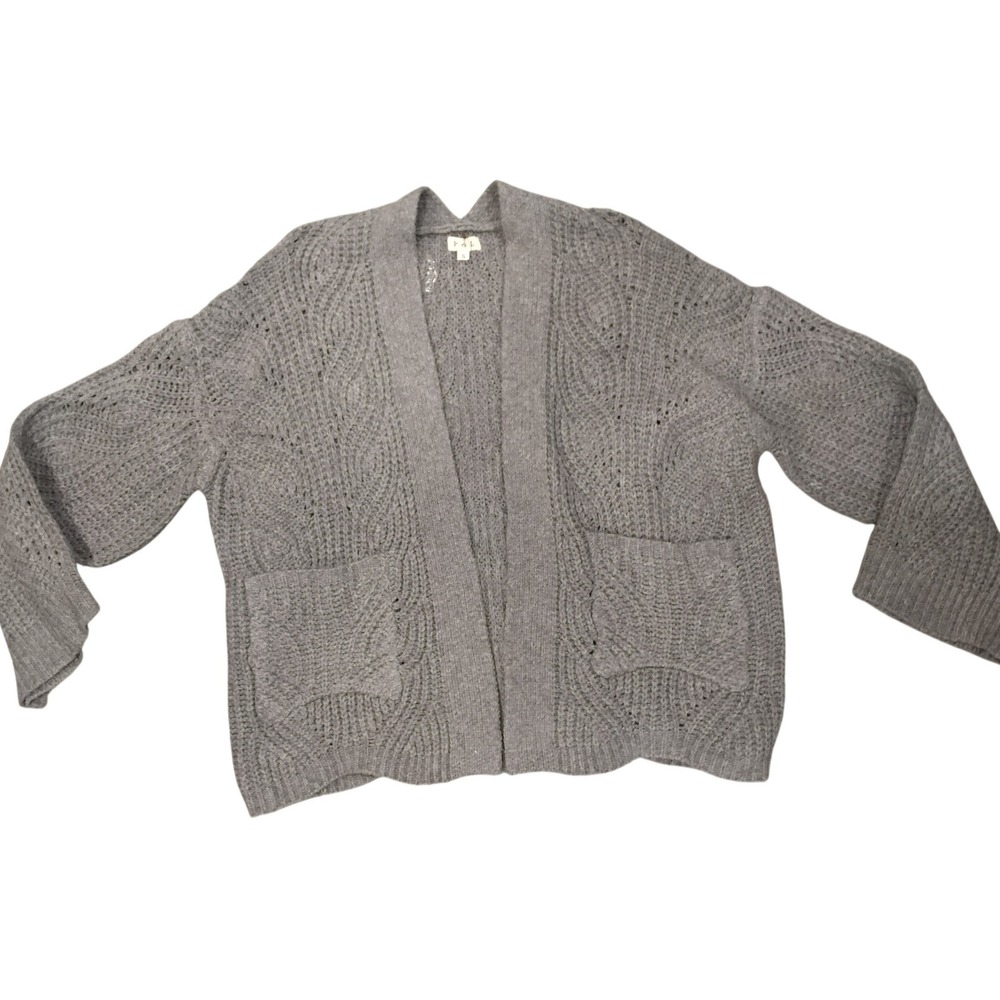 NWOT POL Gray Cable Knit Open Front Cardigan Sweater Women Size S